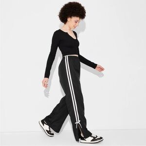 Wild Fable Black and White Bow Tie Detail Side Striped Track Pants
